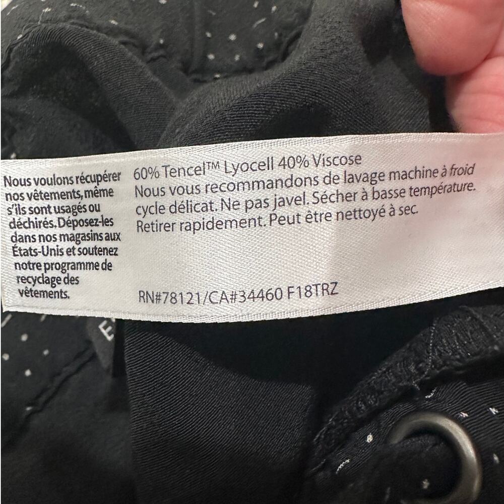 Eileen Fisher Wide Leg Pants With Drawstring & Pockets Black Morse Code Print, S - Picture 5 of 10